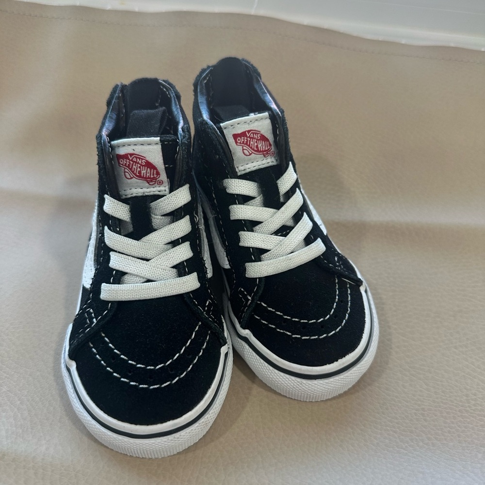 Vans Kids Black and White High-Top Sneakers